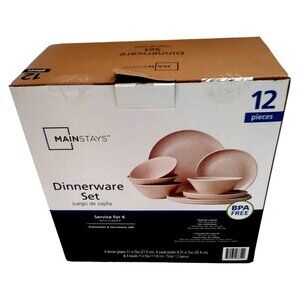 Mainstays 12-Piece Dinnerware Set Service For 4 BPA-Free Dishwasher & Microwave